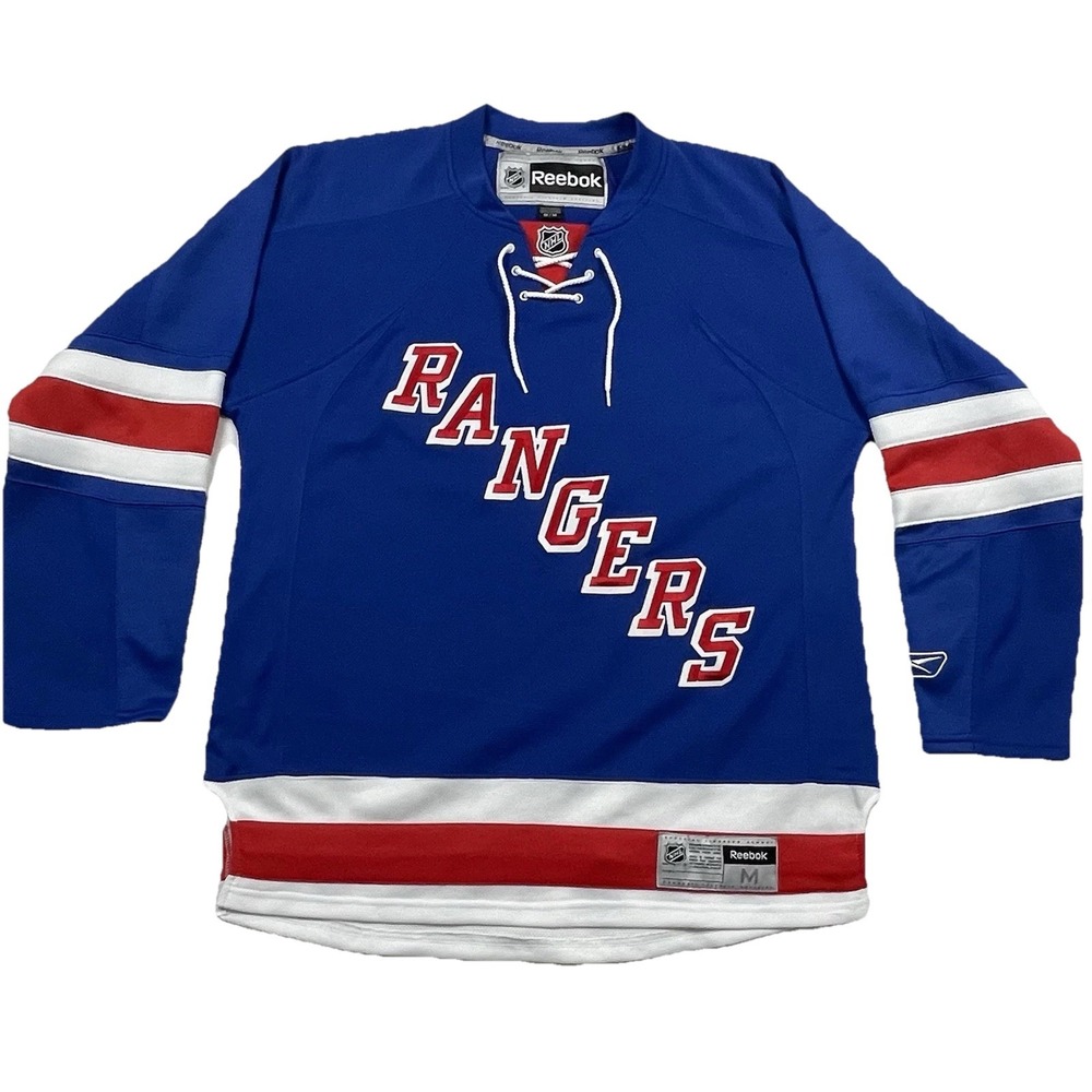 Reebok New York Rangers NHL Premier Blue Blank Home Sweater Jersey Patch Mens M